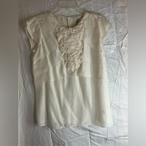 CAbi Cream Ruffled Blouse